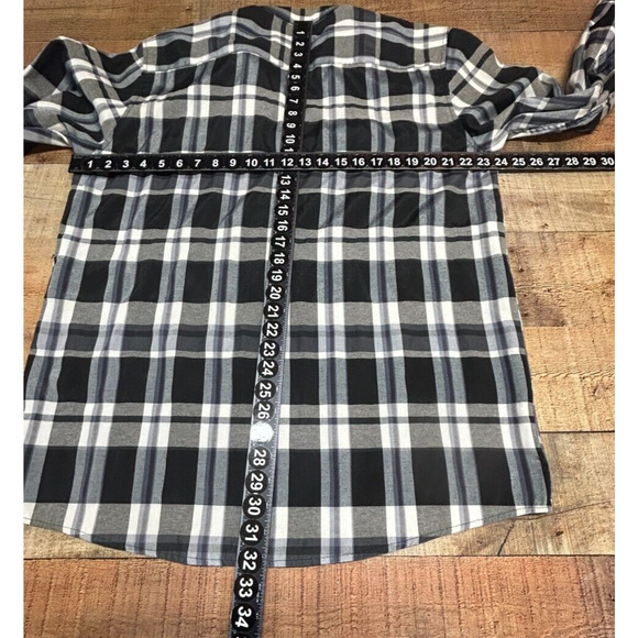 Red Ape Shirt Mens 2XL Black Gray Plaid Button Up Long Sleeve Pockets Collared - Picture 4 of 6